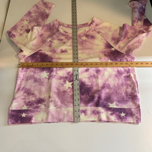 Wildfox Sweatshirt Womens XL Extra Large Violet White Tie Dye Star Long Sleeve - Picture 5 of 11